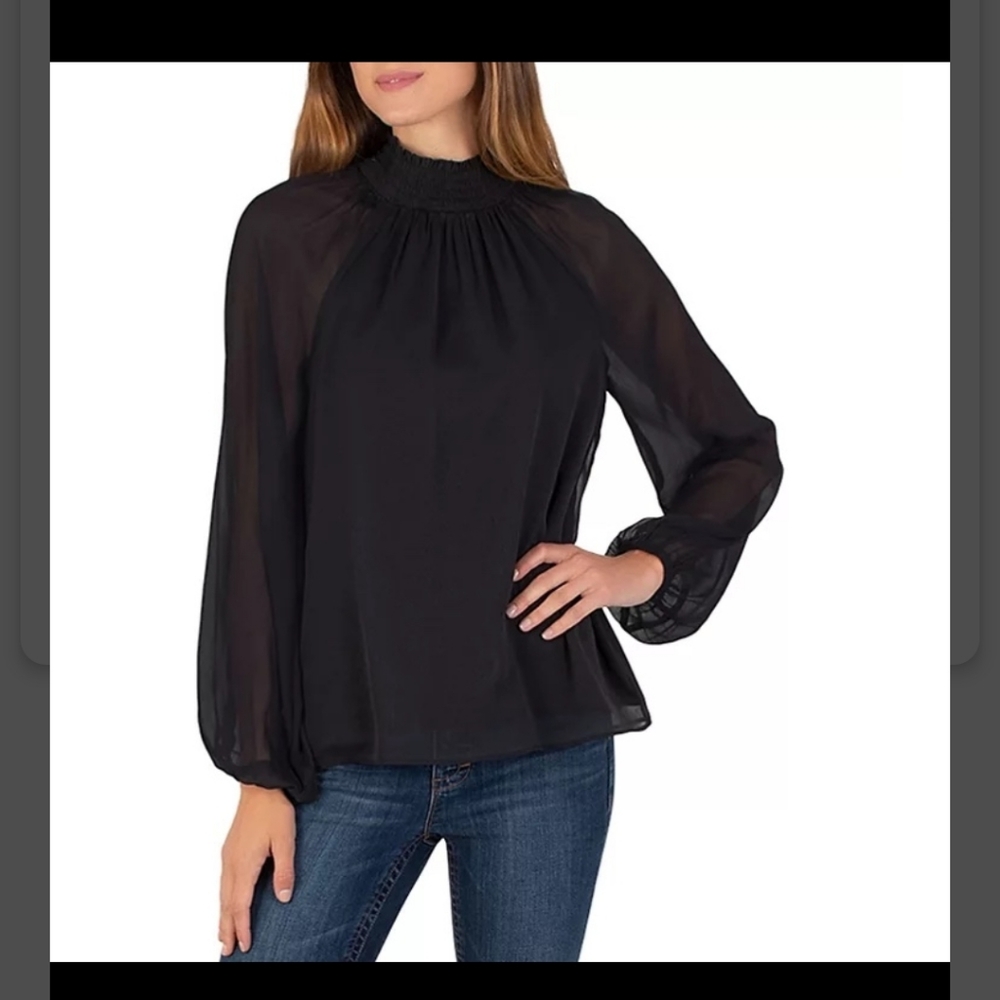 Black sheer blouse xs